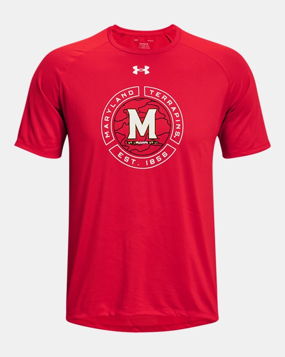 Men's UA Tech™ Collegiate Sideline Short Sleeve, Red, pdpMainDesktop image number 3